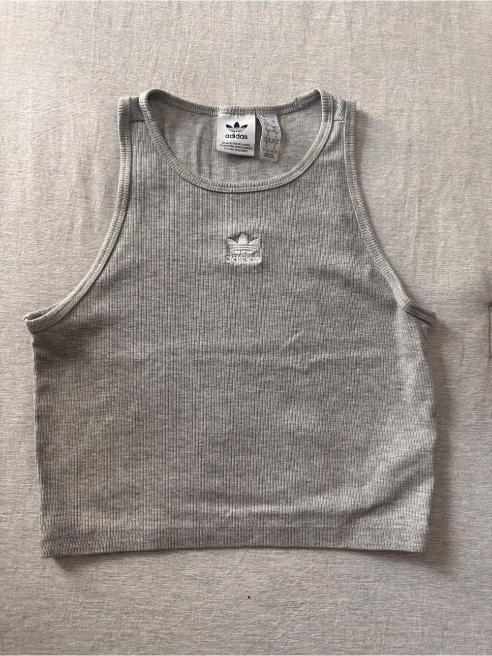 Adidas Light Gray Ribbed Tank Top